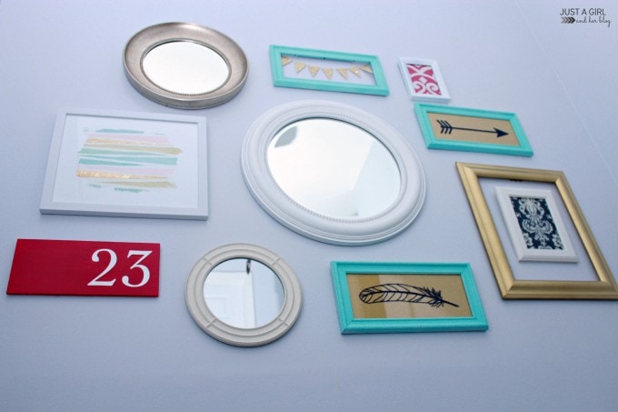 close up of the frames on the wall 