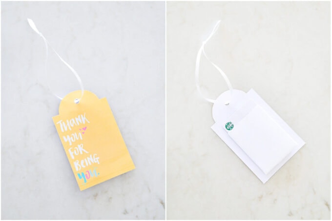 Gift tag with gift card pocket on the back