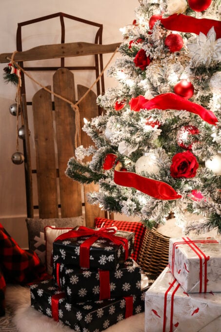 Classic Christmas Tree Details at Night