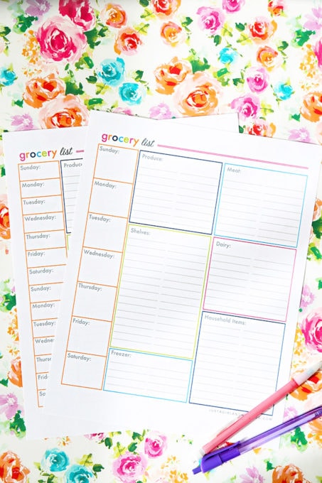 Free Printable Shopping List Template with One Wee and Two Week Options