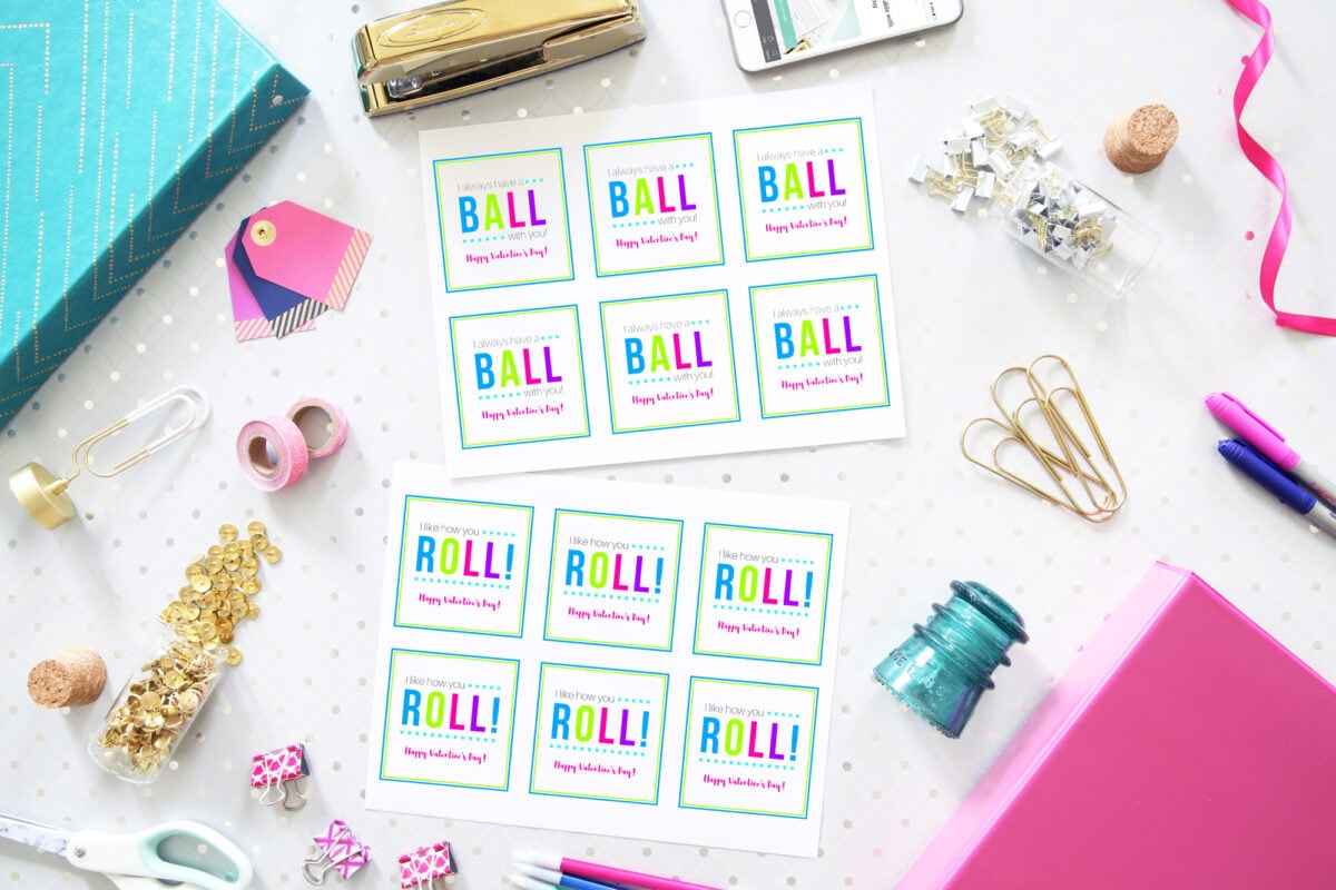 Free Printable Bouncy Ball Themed Valentine Cards