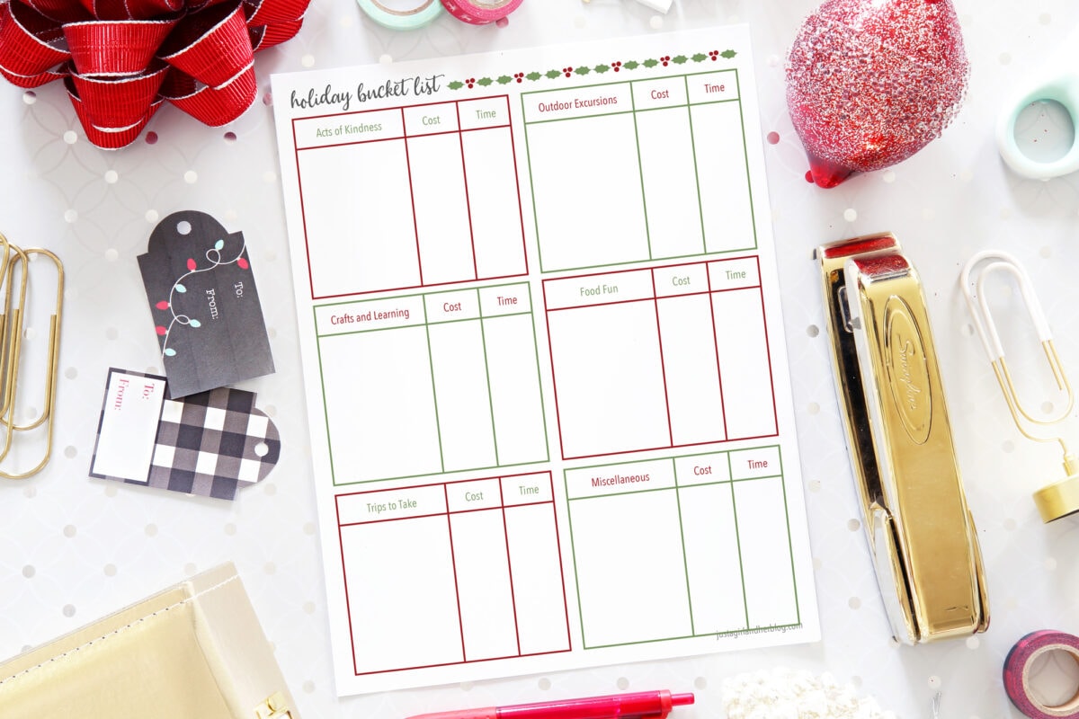 Holiday Bucket List Printable Flatlay