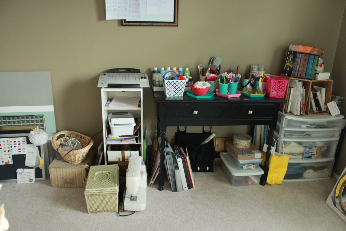 Messy Home Office that Lacks Storage