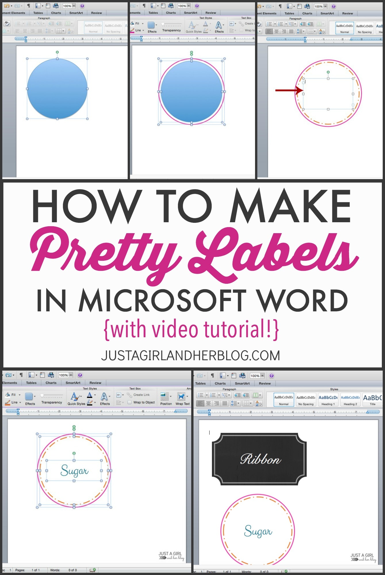 How to Make Pretty Labels in Microsoft Word | JustAGirlAndHerBlog.com