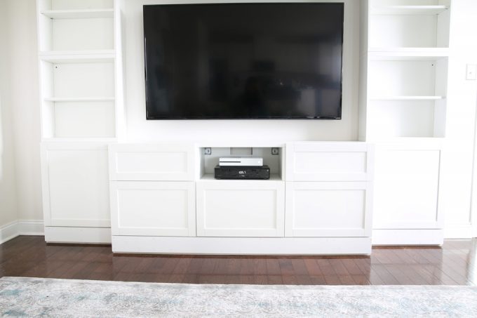 the finished custom besta entertainment system with custom features