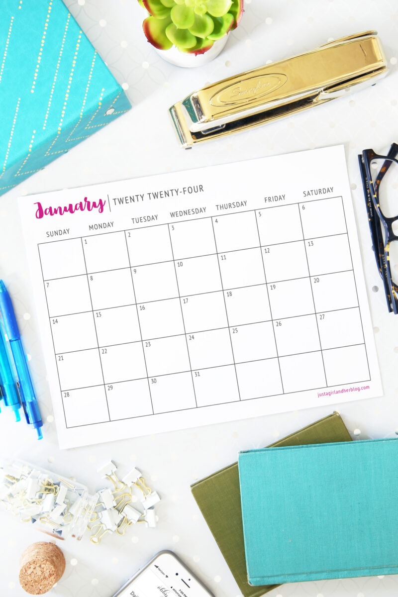 January Free Printable Calendar 2024