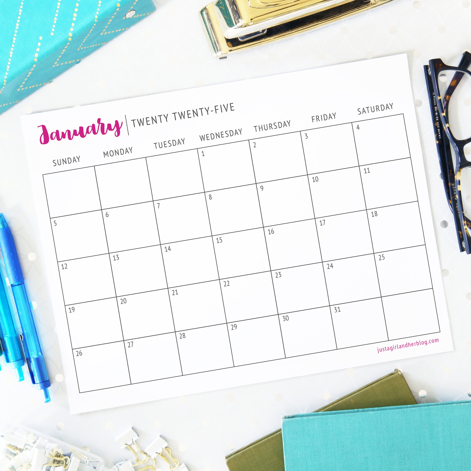 January 2025 Free Printable Calendar