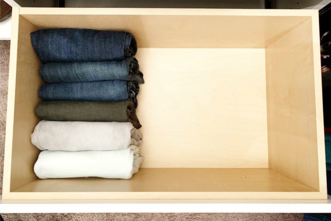 Jeans File Folded in a Drawer with the KonMari Method