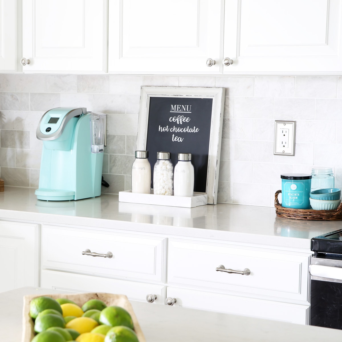 White Kitchen with Perfectly Installed Cabinet Hardware