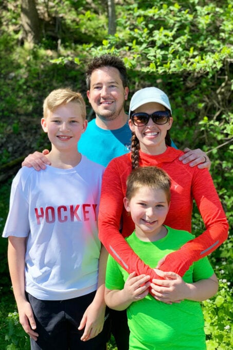 with my family after running a half marathon