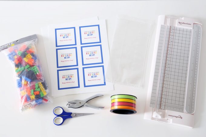 supplies needed to make lego inspired printables valentine's day cards