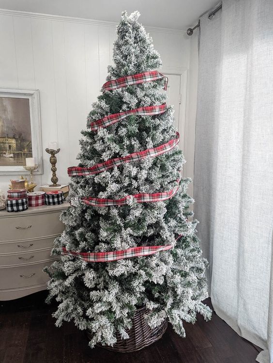 Christmas tree with wrapped ribbon, Lovely Etc.