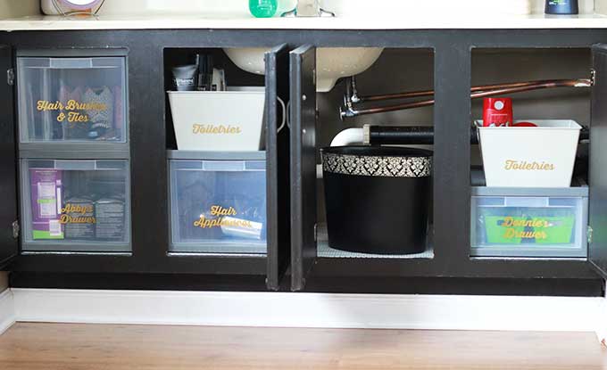 Primary bathroom vanity organization