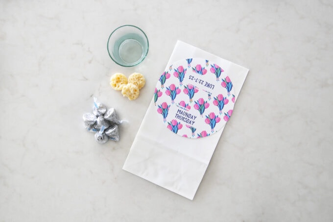 Maunday Thursday bag and symbol, communion cup and bread