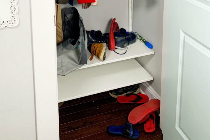 Messy Shoes in Entryway Closet