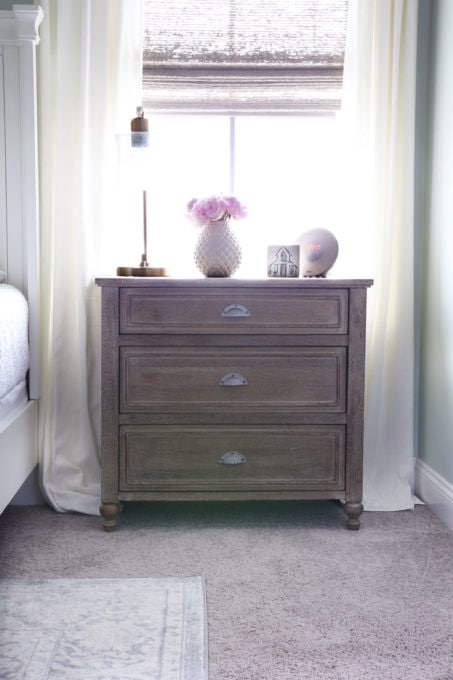 Three Drawer Nightstand in an Organized Master Bedroom