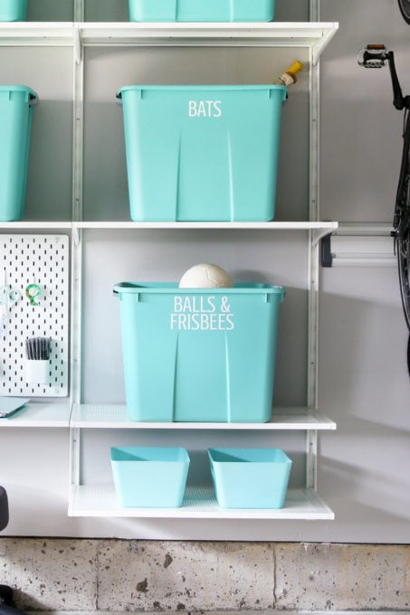 Opaque Storage Bins in an Organized Garage