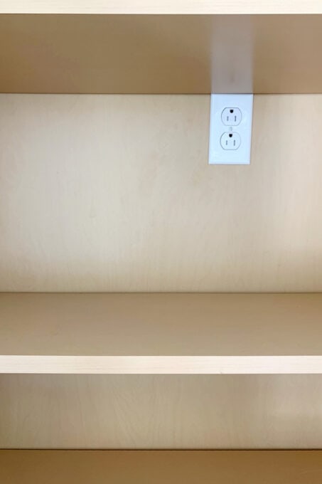 Outlet installed in a kitchen cabinet