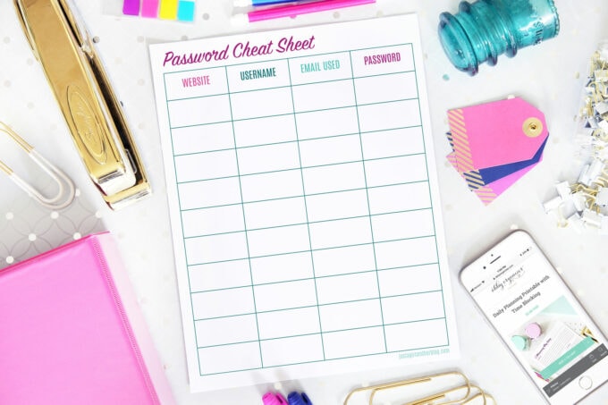 Free Password Cheat Sheet Printable