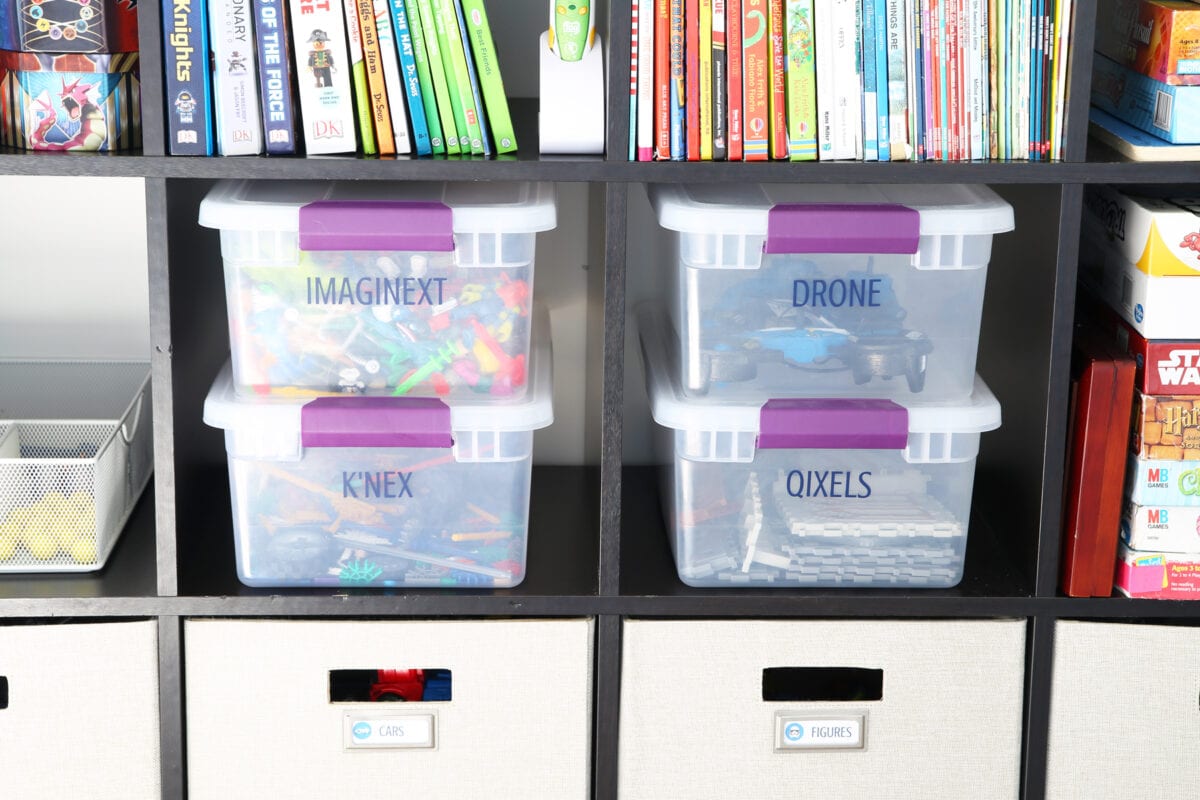 Storage Bins in an Organized Playroom