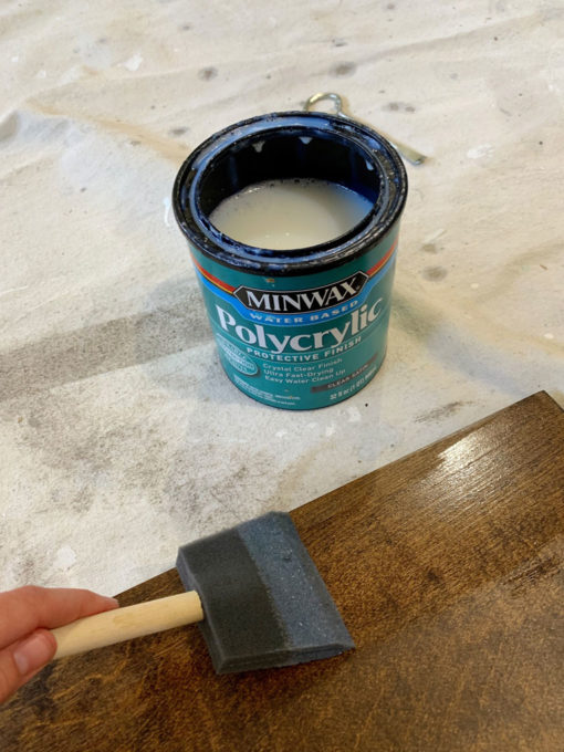 Applying Polyacrylic to a Stained Shelf