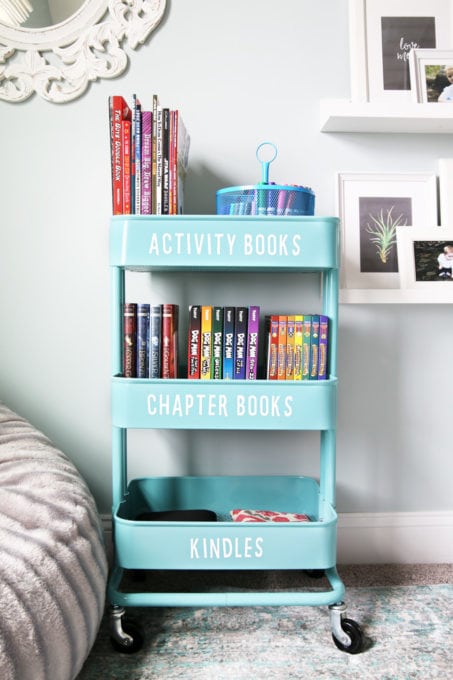 IKEA rolling cart organizing books