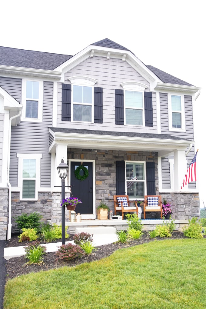 Home- Summer Front Porch Decor, Outdoor Decor, Summer Decorating, Ryan Homes, Palermo, Craftsman Style Home, Exterior Styling, How to Decorate a Porch for Summer