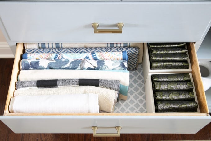 Organized Table Runners and Placemats in the Dining Room