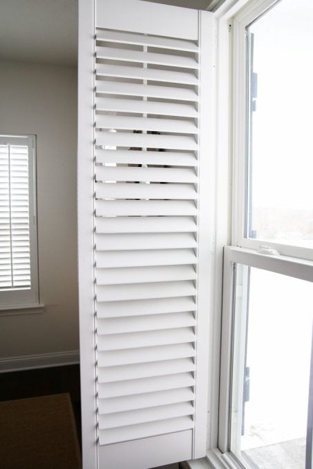 open plantation shutter after being installed