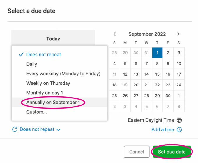 Creating a Yearly Recurring Task in Evernote