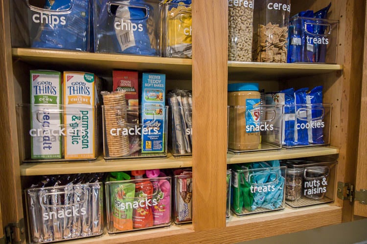 Organize your small pantry using the KonMari Method, clear bins, and labels from Small Stuff Counts.