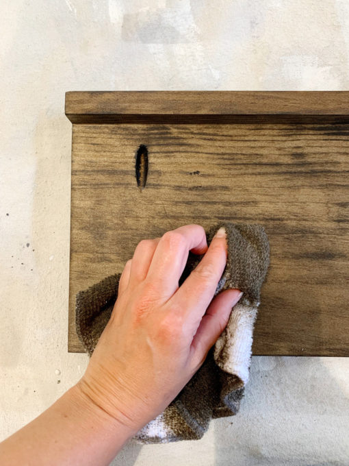 Staining Shelf with a Rag