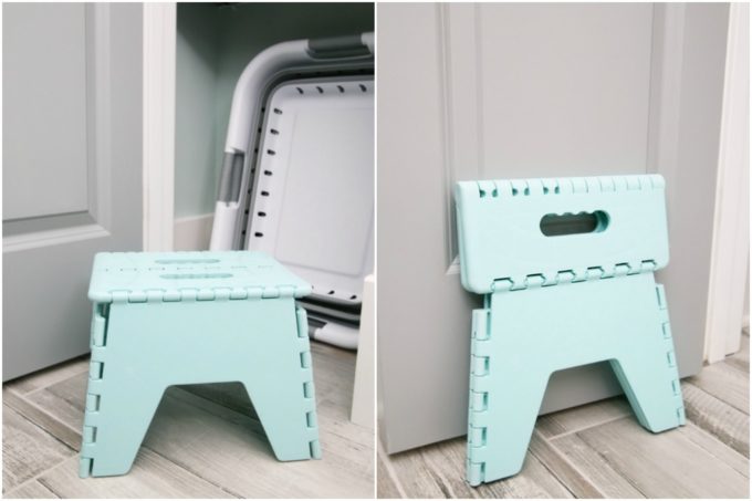 Folding Stool for Small Linen Closet Organization