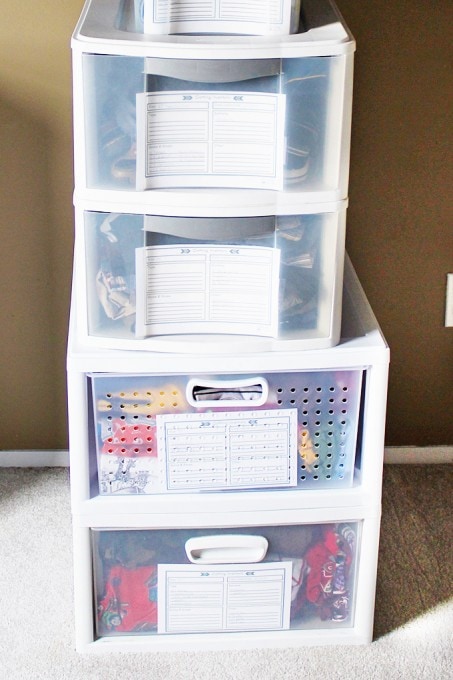 Plastic Stacking Storage Drawers Used to Organize Hand Me Downs