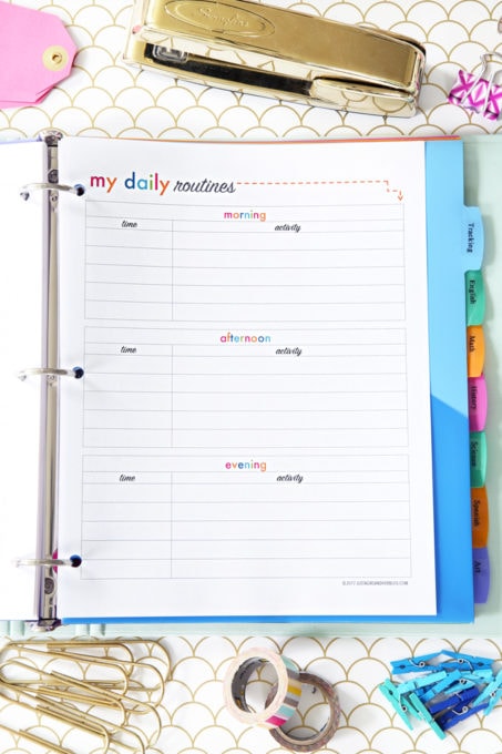 Daily Routines Printable, Student Binder with Free Printables for Back-to-School, study aids, high school organization, college organization, middle school organization, pretty printables, printables for girls, printables for boys, resources for students, back to school, graduation gift, student organization, teacher printables