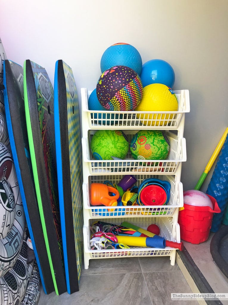 Boogie board and ball storage rack