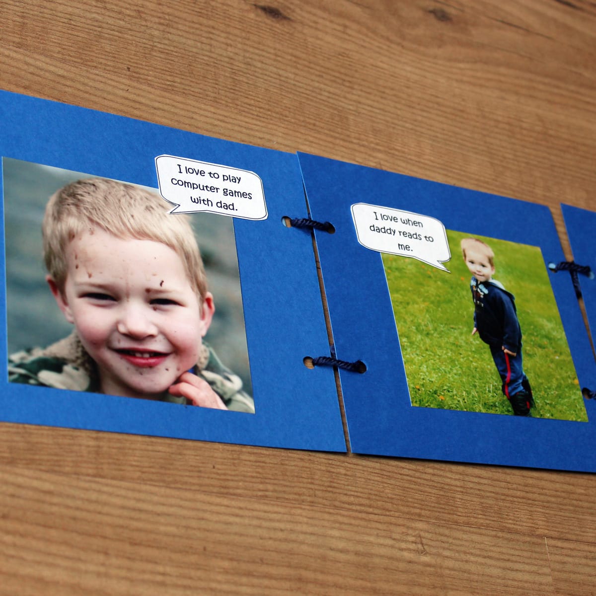 Father's Day gift with pictures of children saying what they love about their dad