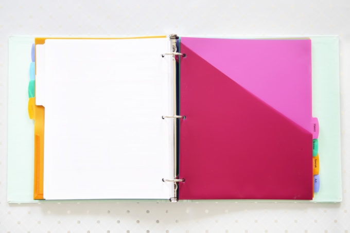 Tabbed Divider with Pocket in a 3 Ring Binder