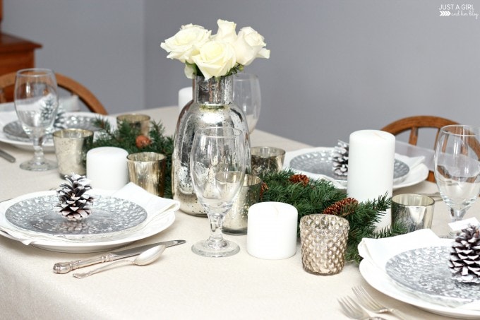 table set with Christmas decor