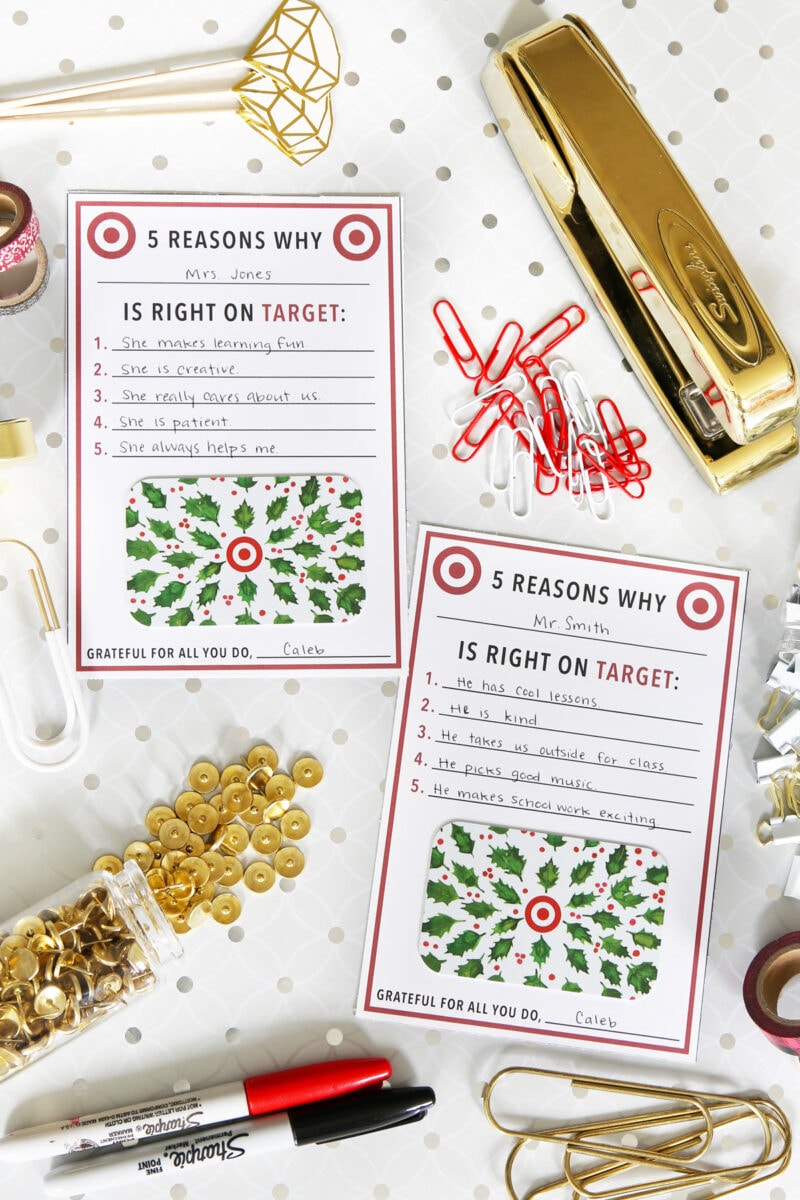 Target Teacher Gift with Free Printable Gift Card Holder