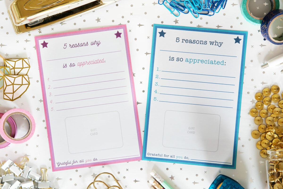 Teacher Appreciation Gifts with Free Printable Gift Card Holders 