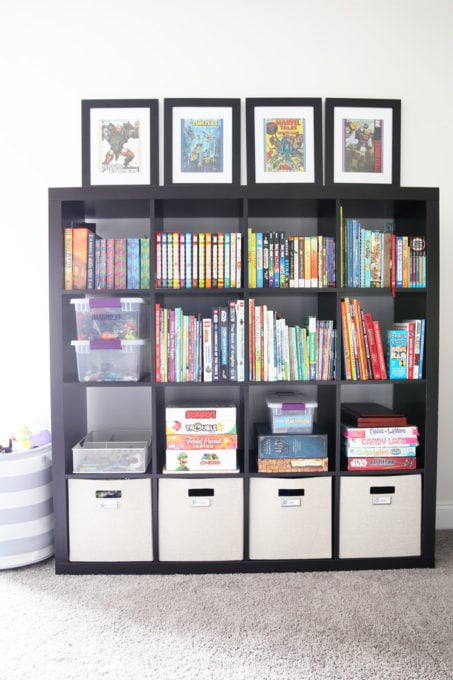 Organized Toys in an IKEA KALLAX Cube Storage Unit