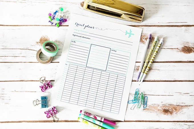 pretty and free travel plans printable