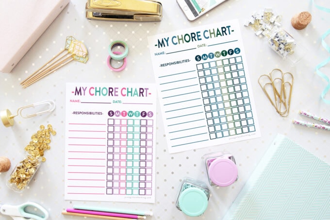 Kids' Chore Charts in Two Color Schemes