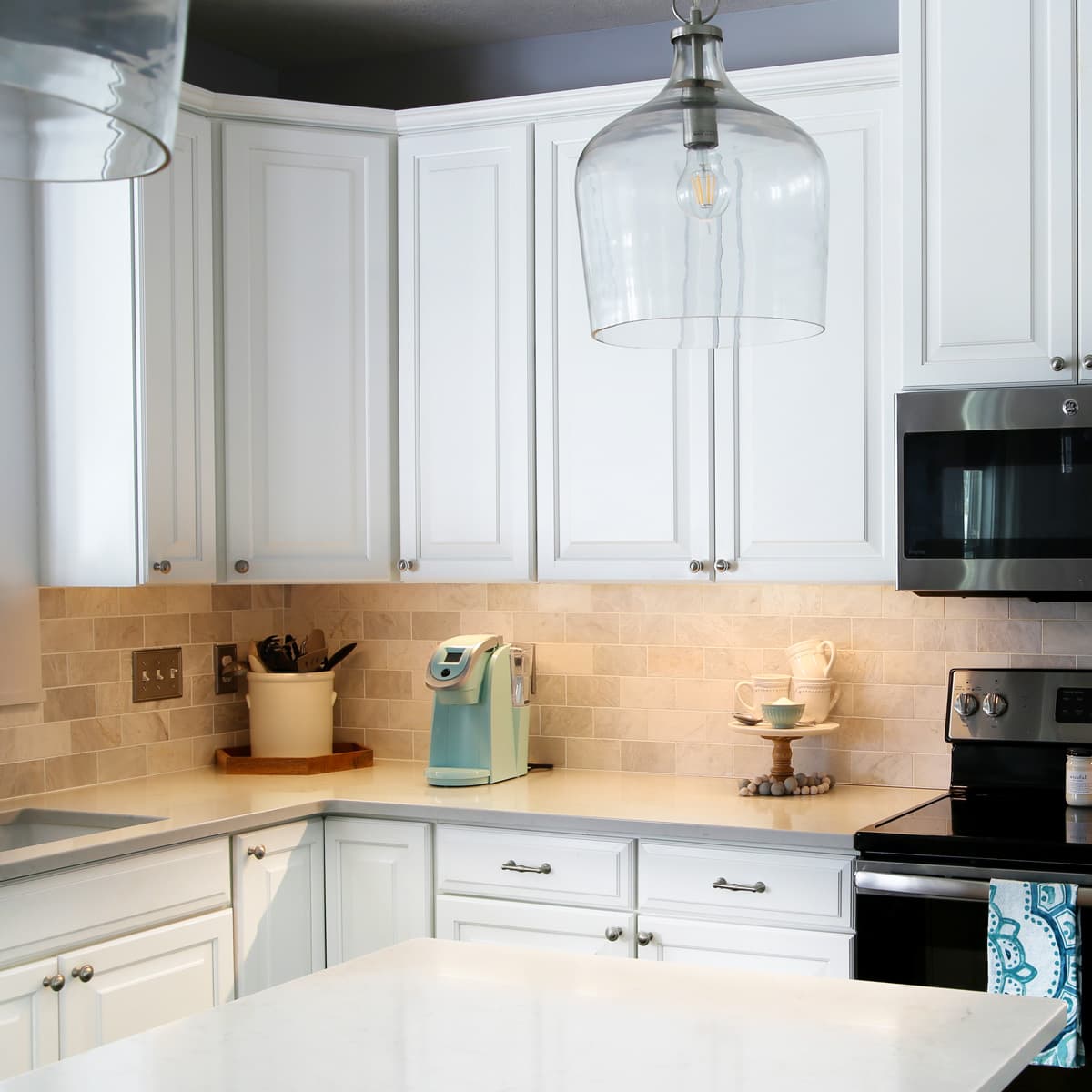 White Kitchen with Under Cabinet Lighting