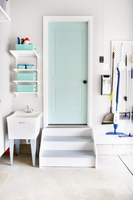 Door from Garage into House Painted Sherwin Williams Rainwashed