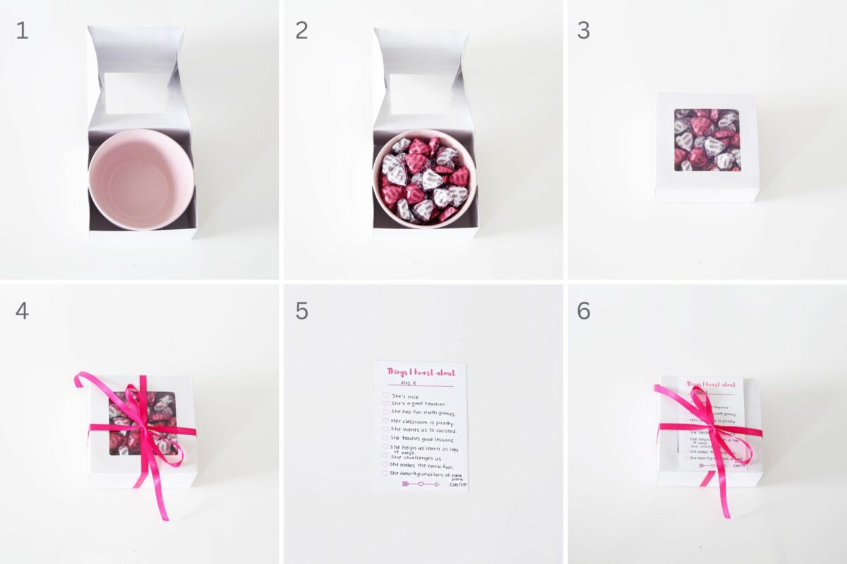 Steps for Assembling a Valentine's Day Teacher Gift