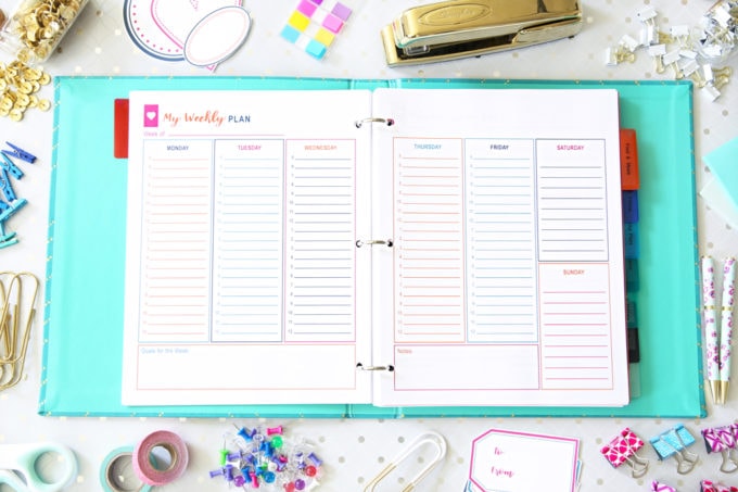 Both pages of the weekly panning printables side by side with room for goals, time blocking, and note taking