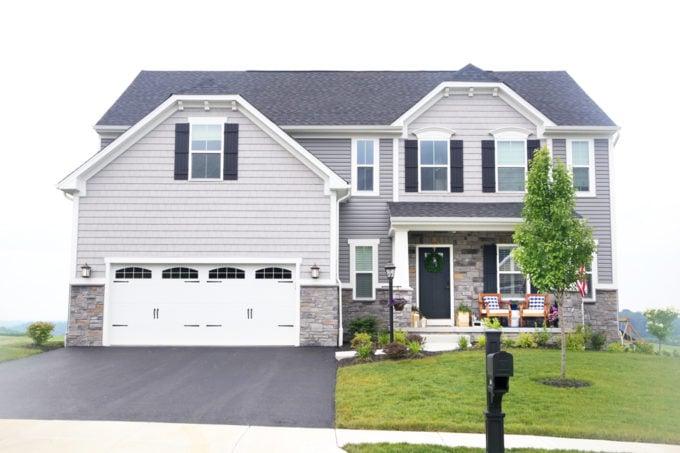 Gray craftsman style house