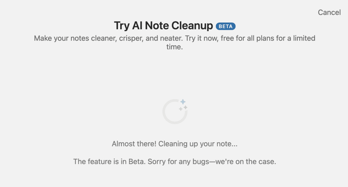 AI Note Cleanup in Evernote